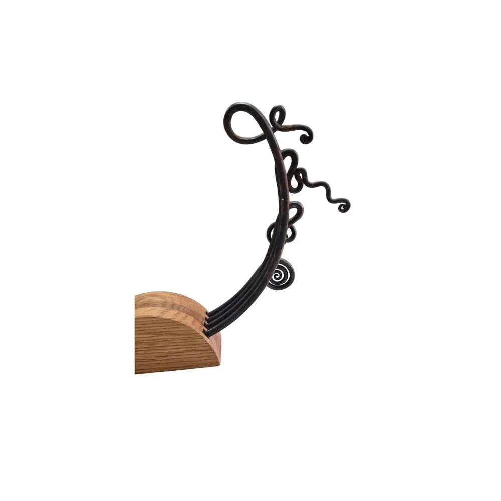 Wrought Iron Skewer Set w/ Wood Base Rustic Artisan Kabob Charcuterie - Picture 4 of 11